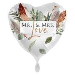 Mr & Mrs Love balon foliowy serce 18 cali