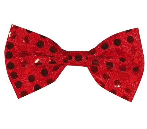 Mucha z cekinami CZERWONA 11 cm
