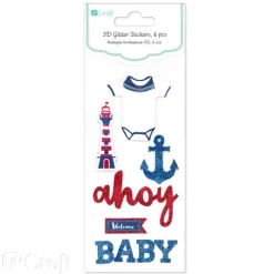 Naklejki brokatowe 3D Ahoy Baby 6 szt