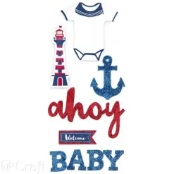 Naklejki brokatowe 3D Ahoy Baby 6 szt