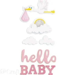 Naklejki brokatowe 3D Hello Baby 6 szt