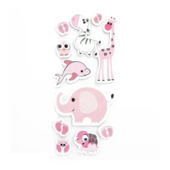Naklejki z pianki ZWIERZAKI W ZOO - PINK 11 szt