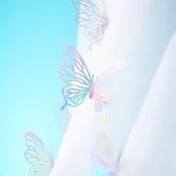 Naklejki na ścianę 3D Motyle ażurowe holograficzne srebrne 12szt.