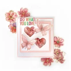 Naklejki połyskujące KWIATY folia PET 20 SZT - PINK BLUSH
