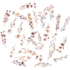 Naklejki transparentne KWIATY folia PET 30 SZT - BEIGE MIST
