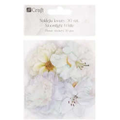 Naklejki transparentne KWIATY folia PET 30 SZT - MOONLIGHT WHITE