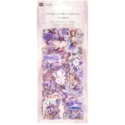 Naklejki transparentne wróżki fioletowe PET 6 arkuszy 8x16 cm