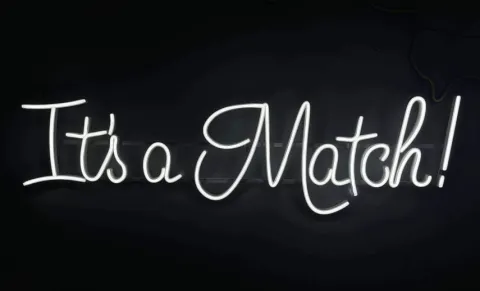 Napis LED neon - It's a Match!