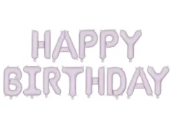 Napis z balonów HAPPY BIRTHDAY foliowy pastel fioletowy