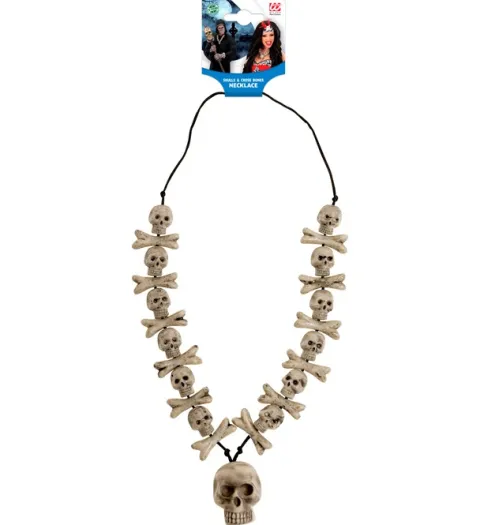 Naszyjnik czaszki i kości na Halloween