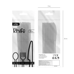Noże plastikowe 17 cm 10 szt. złote / srebrne