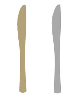 Noże plastikowe 17 cm 10 szt. złote / srebrne