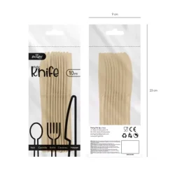 Noże plastikowe 17 cm 10 szt. złote / srebrne