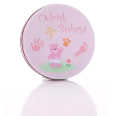 Odcisk bobasa Prezent na Baby Shower zestaw w puszce