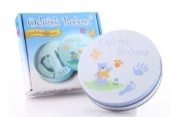 Odcisk bobasa Prezent na Baby Shower zestaw w puszce