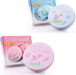 Odcisk bobasa Prezent na Baby Shower zestaw w puszce