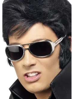 Okulary ELVIS gwiazda rock srebrne