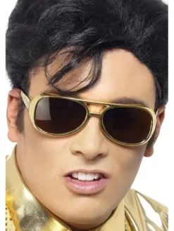Okulary ELVIS gwiazda rock złote
