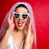 Okulary Serca Serduszka białe "Bride to be"
