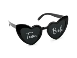 Okulary Serca Serduszka czarne "Team Bride"