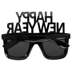 Okulary Sylwestrowe czarne z cekinami i napisem HAPPY NEW YEAR