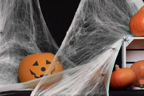 Pajęczyna biała z pająkami mini 20g Halloween