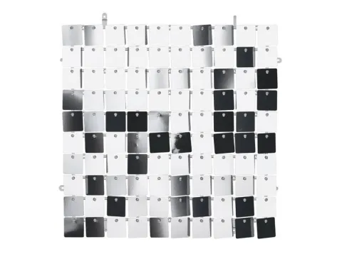 Panel cekinowy dekoracyjny ścianka kwadraty 30x30 cm - srebrny