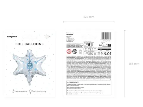 Płatek śniegu śnieżynka balon foliowy 64 x 66 cm