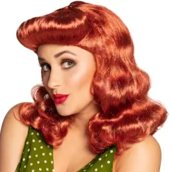 Peruka ruda długa Pin-up burleska