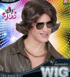 Peruka brązowa krótka Disco lata '70