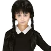 Peruka czarna warkocze dla dzieci Wednesday Adams