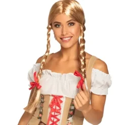Peruka długa z dwoma warkoczami blond Heidi bawarska