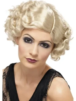 Peruka krótka Blond kręcona lata 20s 30s