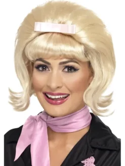 Peruka krótka Blond z kokardą retro
