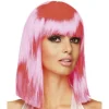 Peruka Pink Girl z grzywką RÓŻOWA neon
