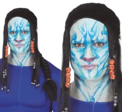Peruka z dredami, warkoczem i koralikami czarna Avatar