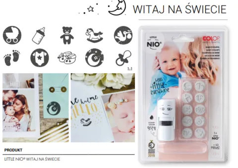 Pieczątka samotuszująca Little NIO - witaj na świecie