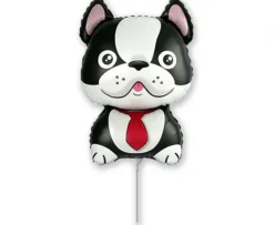Pies Bulldog czarny balon foliowy 14"