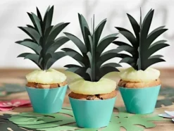 Pikery toppery Ananas Liście dekoracje na tort muffinki 6 szt
