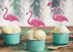 Pikery toppery Flamingi dekoracje na tort muffinki 6 szt