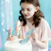 Pikery toppery Syrenka opalizujące dekoracje na tort 24,5cm 3szt