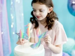 Pikery toppery Syrenka opalizujące dekoracje na tort 24,5cm 3szt