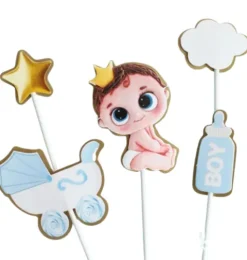 Pikkery Toppery na tort Baby Shower 5 szt. chłopiec