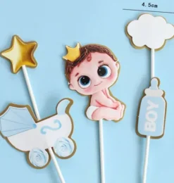 Pikkery Toppery na tort Baby Shower 5 szt. chłopiec