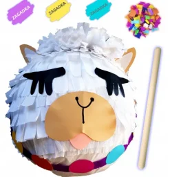 PINIATA z masy papierowej 85 cm lama zestaw