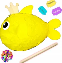 PINIATA z masy papierowej 85 cm złota rybka zestaw