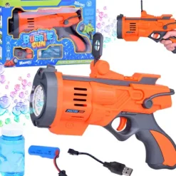 Pistolet do puszczania baniek mydlanych na baterie z pojemnikiem Kolor Pomarańczowy