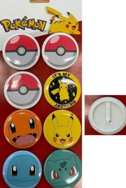 Plakietki kotyliony na urodziny Pokemon zestaw 8 szt.