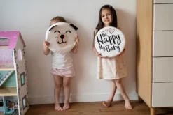 Poduszki białe ekoskóra NAPISY 1 szt. 6 cm AKSON