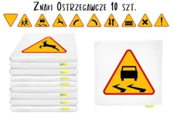 Poduszki kwadratowe ekoskóra ZNAKI drogowe OSTRZEGAWCZE 3 cm 10 szt.
